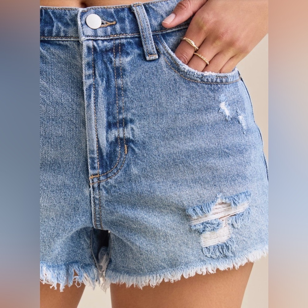Anthropologie Morgan Distressed Denim Shorts Large - Picture 6 of 11